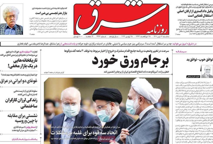 صفحه نخست روزنامه های سه شنبه ۷ تیر ۱۴٠۱👇🏻  خبر جنوب فارس